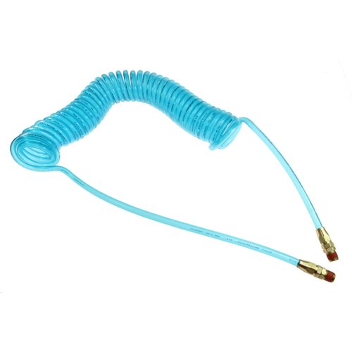 Coilhose Pneumatics PR14-10B-T Flexcoil Polyurethane Coiled Air Hose, 1/4-Inch ID, 10-Foot Length with (2) 1/4-Inch MPT Swivel Fittings, Transparent Blue