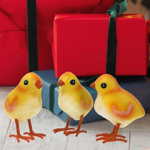 Shorayn Rooster Decor Metal Chicken Yard Art Garden Chick Statues Outdoor Figurines Easter Decoration,Set of 3