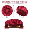 URAQT 2pcs Silk Bonnet for Sleeping Women, Silk Hair Wrap for Sleeping Night Head Cover Silk Bonnet for Long Hair Bonnet Satin Bonnet Breathable Sleeping Cap for Long Hair Curly Hair (Black&Red)