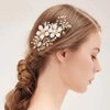Evild Wedding Hair Comb Gold Rhinestone Flower Hair Side Comb Bridal Pearls Hair Clips Headpieces Vintage Hair Accessories for Bride and Bridesmaids