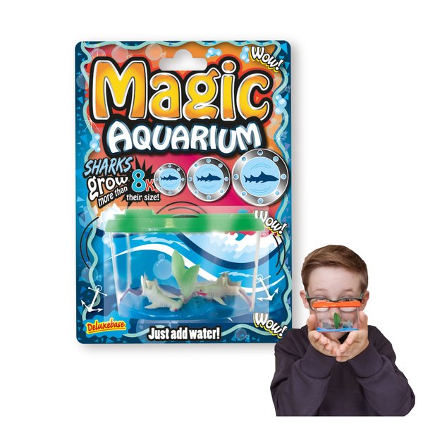 Magic Aquarium - Sharks from Deluxebase. Grow Your Own Fish Tank. Fish Tank Kit with Water Activated Shark Toys. Great Aquarium for Educational Toys