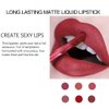 Lipstick Matte Lipstick Liquid Makeup Set, 6Pcs Long-Lasting Wear Non-Stick Cup Not Fade Waterproof Velvet Lip Gloss Kit, Lip Makeup Gift Sets for Girls and Women Dark Colors