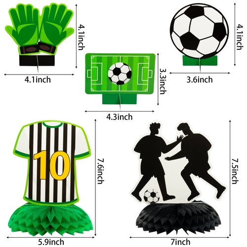 ANGOLIO 12Pcs Soccer Ball Birthday Honeycomb Centerpiece Football Soccer Theme Topper Centerpieces Theme Party Table Topper Happy Birthday Decorations for Boys Kids Party Supplies