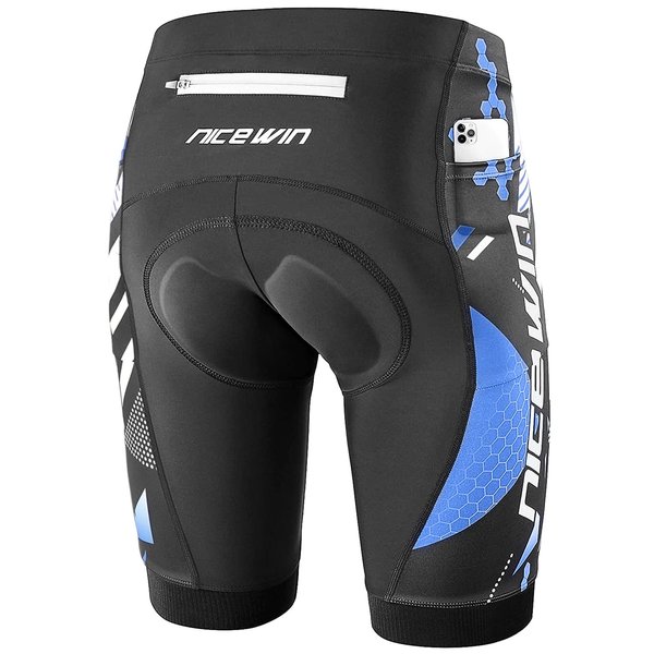 Men's Cycling Shorts Anti-Slip Leg 4D Padded Bike Shorts with 3-Pockets Breathable Biking Bicycle Motorcycle Half-Pants Blue L
