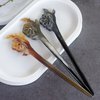 Handmade Buffalo Horn Hair Fork, Chopstick Hair Pins for Long Hair, Chignon, Accessories, Anti-Static Pocket Hair Stick, Gift For Women Mom Wife Daughter Girl, Mothers Day, Birthday (Camellia)