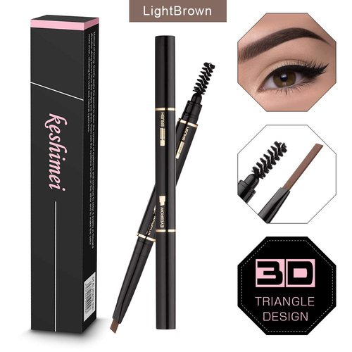 Eyebrow Pencil 2 Packs, Waterproof Smudge-Proof Brow Pencil with Brow Brush, Automatic Eye Brow Makeup Kit, Light Brown1