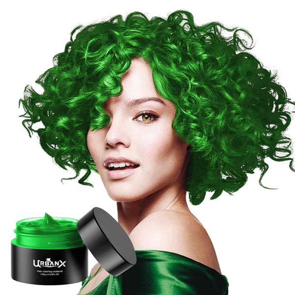 UrbanX Washable Hair Coloring Wax Material Unisex Color Dye Styling Cream Natural Hairstyle Pomade Temporary Party Cosplay Natural Ingredients (Green)