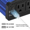 ALLWEI 300W Car Power Inverter DC 12V to 110V AC Power inverters for Vehicles Converter USB-C PD65W/18W USB Fast Charging Ports Car Charger Adapter (Blue)
