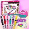 Amagoing Nail Art Studio for Girls, Nail Polish Kit for Kids Age 6-12 Year Old, 3 in 1 Nail Polish Pen, Nail Dryer, Fashion Stickers, Glitter, Decoration Supplies, Makeup Gift for Birthday, Girly Spa