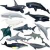 Higherbros Sharks Figures Sea Animals Whale Toys Set Ocean Animal Action Figures, Great for Kids Bath Toys, Beach Toys, Cake Topper and Party Favors, Gifts, Prizes, Rewards (12 PCS)