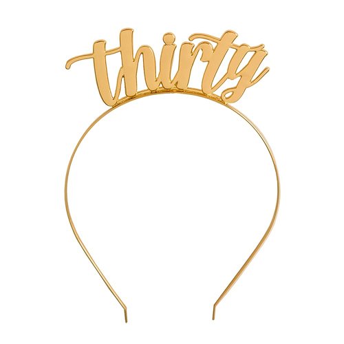 Jollity & Co Party Supplies | 30 Headband in Gold | Great For Gift for Her and for 30th Birthdays | Metal, 1 Pack
