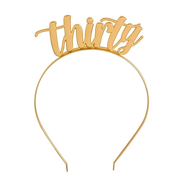 Jollity & Co Party Supplies | 30 Headband in Gold | Great For Gift for Her and for 30th Birthdays | Metal, 1 Pack