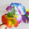6 Pcs Hibiscus Flower Hair Clips Hawaiian Beach Theme Artifical Flower Hair Accessories for Women Girls Costume Party Favors, Random Color