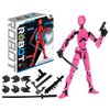 Schythely Titan T13 Action Figures Set-(Assembly Required) Robot Action Figure Fidget Toys for Nova N13 Anime Figures with 3D Lucky Dummy 13 Robot Figures Multi Movable Joints Gifts (Pink)