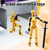 Flavery Upgraded T13 Action Figure with Wings and Holder -【Assembly Completed】 Dummy 13 Robot, 3D Printed Flexible Titan Gift, Multi-Jointed Lucky Desk Executive Toy - 5.3 inch (Gold)