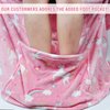 Wearable Fleece Blanket with Sleeves & Foot Pocket for Kids Boys Girls Children,Lightweight Soft Blanket with Sleeves and Hook & Loop 48" x 48" Pink Unicorn