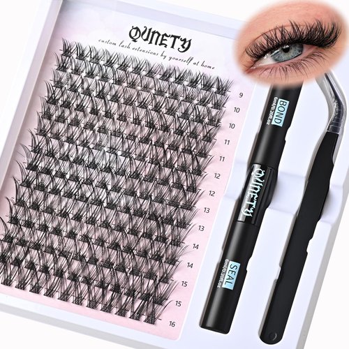 QUNETY Lash Clusters DIY Lash Extension Kit Wispy Eyelash Clusters Individual Eyelashes Cluster Natural Eye Lash Clusters Kits Fairy Mink Lash Clusters (Natural DIY Lashes Kit)