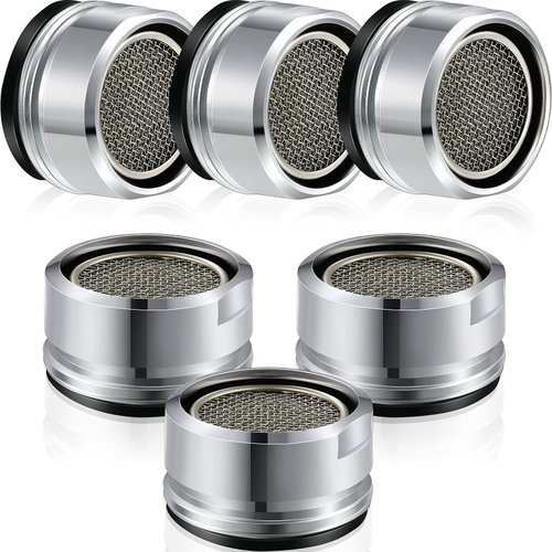 6 Pieces Bathroom Faucet Aerator Replacement Parts with Brass Shell 15/16-Inch 24 mm Male Threads Kitchen Sink Aerators Universal Size Aerator Faucet Filter