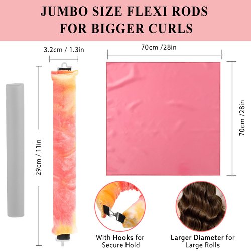 4 in 1 Pack Heatless Curls No Heat Curling Rod, Velvet Hair Curlers to Sleep in Overnight Curls with Hook Blowout Rods Headband with Silk Scarf Curl Styling Kit for Long Medium Hair