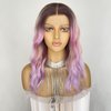 CIMITIKI Ombre Pinkish Mixed Purple Wig Rainbow Colored Highlight Synthetic Hair Pastel Rose Pink 13x4 Lace Front Wigs Loose Wavy 18Inch for Women Girls