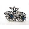 Medium blue or smoke gray crystal leaf metal hair claw clip bridal clip (Primary color: Blue)