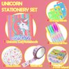 YOYTOO Unicorn Diary for Girls, Unicorn Stationery Set, Notebook, Pen, Stickers, Mini Stamps Set, Drawing Stencils, Unicorn Journal Gift for Drawing Writing for Girls Kids Ages 4-12