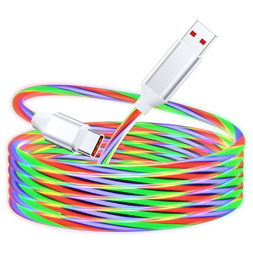 for OnePlus 8 7 Pro Warp Charging Cable USB C Charge Cord 2M/6.6FT USB A to C LED Glowing Light Cable for OnePlus 7T 6 5T Dash Charging SUPERVOOC Fast Charger Cord for OnePlus Open 12R 11 10 Pro Nord