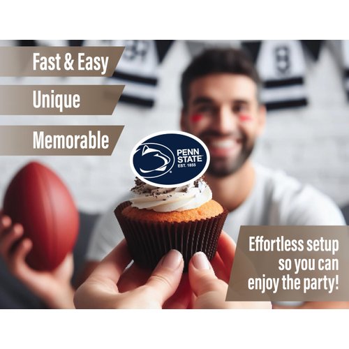 Penn State Cupcake Toppers (24 Pcs) Penn State University Party Supplies for Football Tailgating, Birthday Party Decor, Graduation Party Decorations PSU Cake Toppers (Penn State Nittany Lions)