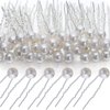 40 Packs Pearl Hair Pins Bridal Wedding Pearl Hair Accessories White Pearl Bobby Clips for Brides and Bridesmaids Hair Style