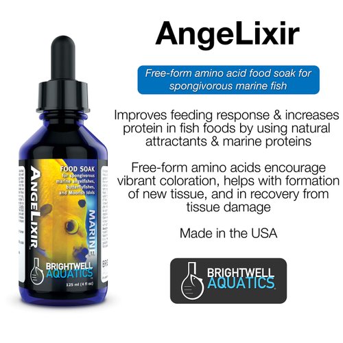 Brightwell Aquatics Angelixir - Free-Form Amino Acid Food Soak for Spongivorous Marine Fishes, 250ml