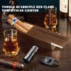 TOMOLO Torch Lighter Quadruple 4 Jet Flame Refillable Butane Cigar Lighter with Cigar Punch,Gift Box(Gunmetal)