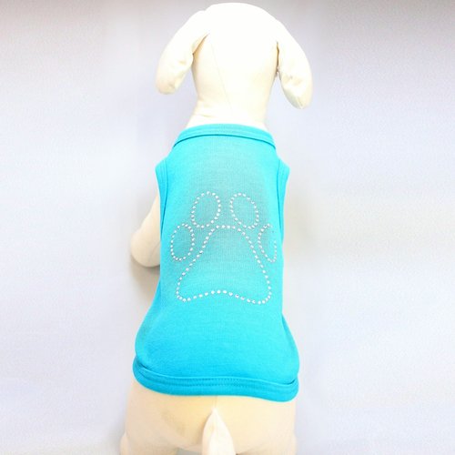 Alphadog Series Paw Rhinestone Tank top T-Shirt for Your Dog or Cat (M, Aqua)
