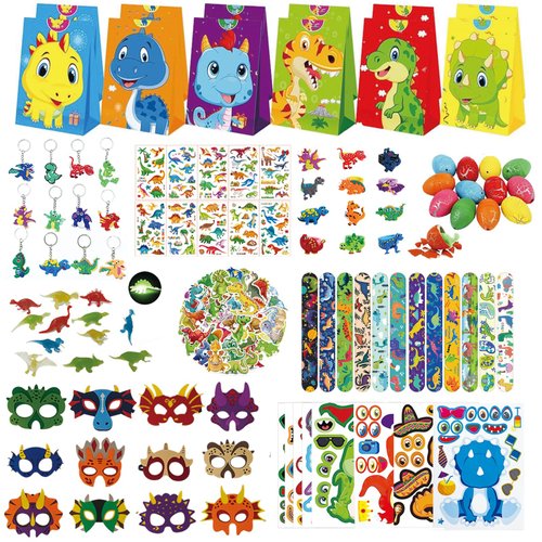 Weesdsio 158PCS Dinosaur Party Favors 10 Types Dinosaur Birthday Party Supplies for 12 Kids Dinosaur Goodie Bags for Kids Birthday Dinosaur Gifts Bags Fillers Dinosaur Themed Party Toys