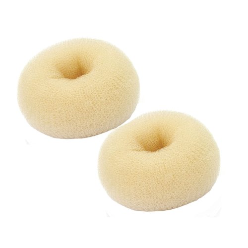 Extra Hair Donut Bun Maker Blonde for Kid, Ring Style Bun, 2PCS Chignon Hair Small Doughnut Shaper for Short and Thin Hair (Small, 2.5 Inch/Beige)