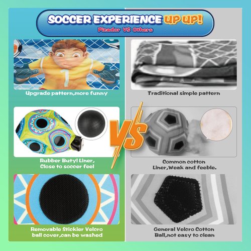 PP PICADOR Soccer Game Mat Set for 3 4 5 6 7 8 Years Old Kids Toddler, Outdoor Backyard Indoor Mini Soccer Toss Toys, with 2 Velcro Soccer Balls Boys Girls Training Goals Birthday Gifts