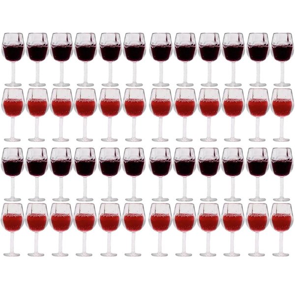 LUOZZY 48 PCS Miniature Wine Glasses Dollhouse 1:12 Miniature Wine Goblet Cups Model Tiny Wine Champagne Drink Cups Dollhouse Accessories