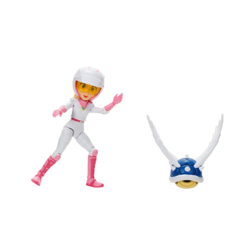THE SUPER MARIO BROS. MOVIE 5 Inch Action Figure Series 2 Peach Figure in Motorcycle Outfit with Spiny Blue Shell
