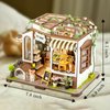 DIY Miniature House Kit,Pet Shop Dollhouse with Furniture & LED,Adults Teens Mini House Building Kit,3D Wooden Crafts Tiny House Model,Xmas New Year Birthday Gifts Home Table Decor,Fun for Self Time
