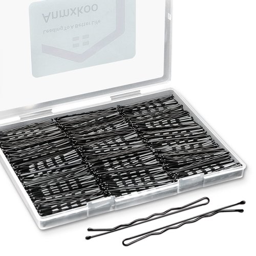 450Pcs Bobby Pins Black, Anmxkoo Premium Hair Pins for Women Girls with Box, Reusable Non Slip Lock In Place Pins for Hair Buns, Thick Hair, Thin Hair and All Hair Types, 2.2IN