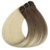 Full Shine Blonde Weft Hair Extensions Human Hair 18 Inch Blonde Hair Extensions Real Human Hair Sew In Human Hair For Women Balayage Brown To Platinum Blonde Hair Bundles Weave Extensions 105G