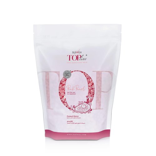 Italwax Top Line Pink Pearl - 750g / 1.65lb - Hard wax beads for hair removal - Unscented - Synthetic formulation ideal for sensitive skins - Recommended for Bikini Area and Armpits