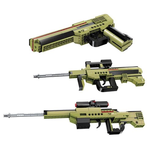 ENHANA Building Blocks Gun Toys,3-in-1 Simulation Blaster Building Blocks with Bullets Military Weapon Building Set Model for Kids Gun Building Toy Set for Boys