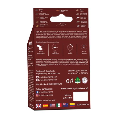 MINA ibrow Henna Hair Color Semi Permanent Henna Kit (Burgundy)