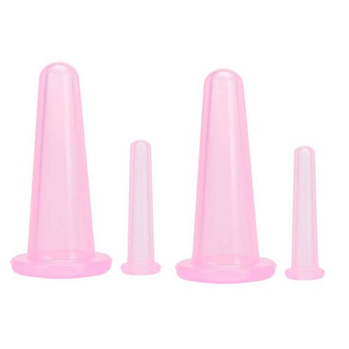 Beetoo Natural Silicone Massage Cup, Anti Cellulite Facial Cupping Therapy for Face Neck Body, Vacuum Suction Massage Cups, Anti-Aging Beauty Tool (Pink)