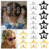 Wanmu Star Hair Clips, 1.6" Cute Star Snap Barrettes, Rave Star Headpiece Accessories, 2000s Y2K Silver/Gold/Black Metal Star Hair Barrettes for Girls Women