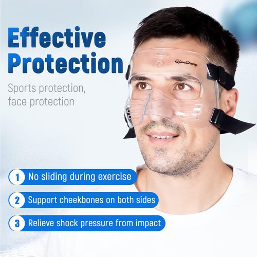 Qiancheng Nose Guard Face Shield for Broken Nose, Adjustable Face Guard with Padding, Protection from Impact Injuries to Nose and Face for Adult, QC-L2