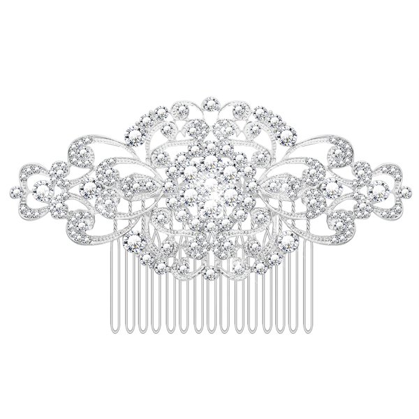 Women's Flower Austrian Crystal Bride Wedding Hair Comb Hair Accessories Art Deco Floral Bridal Side Combs Headpiece for Women, Brides Hair Accessories