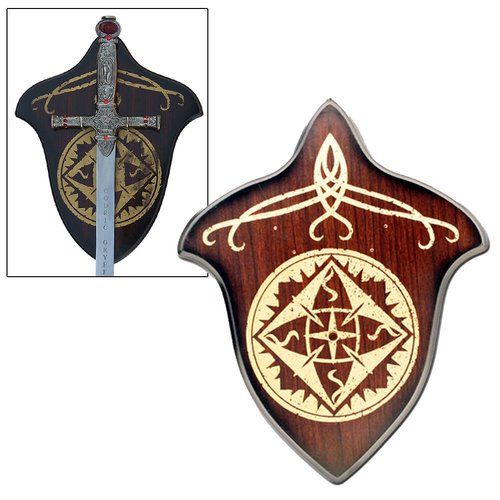 Medieval Ancient Tribal Golden Universal Wall Sword Plaque Display