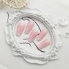Press on Nails Medium Coffin Fake Nails Pink & White Ombre Acrylic Nails Glossy False Nails with Silver Glitter Designs Cute Nails Translucent Artificial Nails for Women 24Pcs