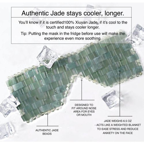 GingerChi Genuine Jade Eye Mask, Jade Face Mask for Relaxation and Rejuvenation, Natural Stone Eye Mask for Dark Circles and Puffiness, Jade Chi Mask for Anti Aging Jade Therapy
